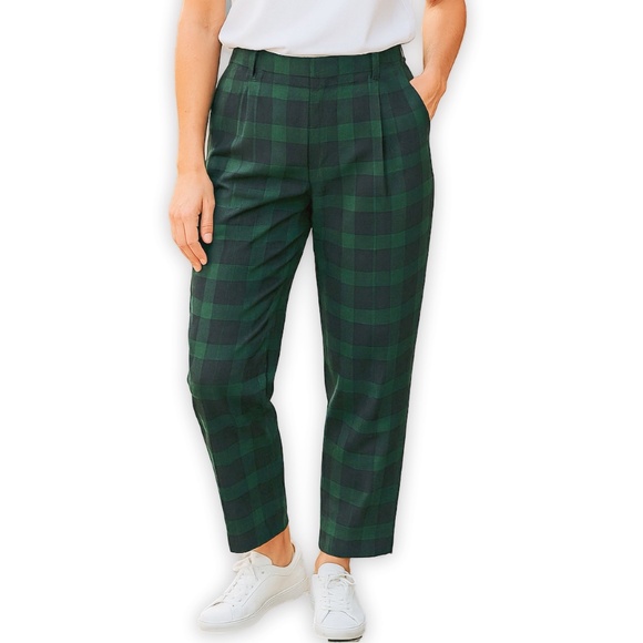 Talbots Pants Wool Blackwatch Plaid Tartan Green Blue Preppy Size 12P - Picture 9 of 9
